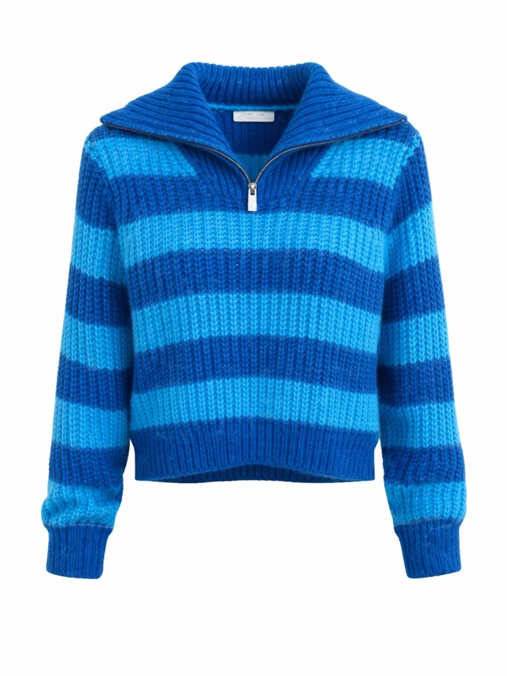 ZARA Girls Blue Striped Half Zip Sweater Size 8–9 Cozy Knit Pullover
